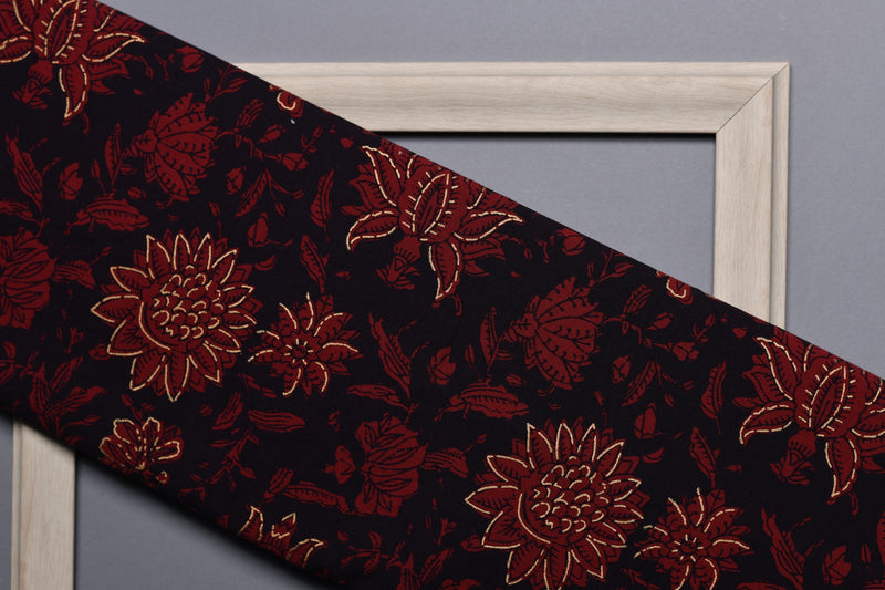 MAROON GOLD  FABRIC (WIDTH 44 INCHES)
