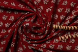 Berry Red Handblock Fabric (WIDTH 44 INCHES)