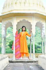 Festival wear Gather with Gota work Kurta with Pant only