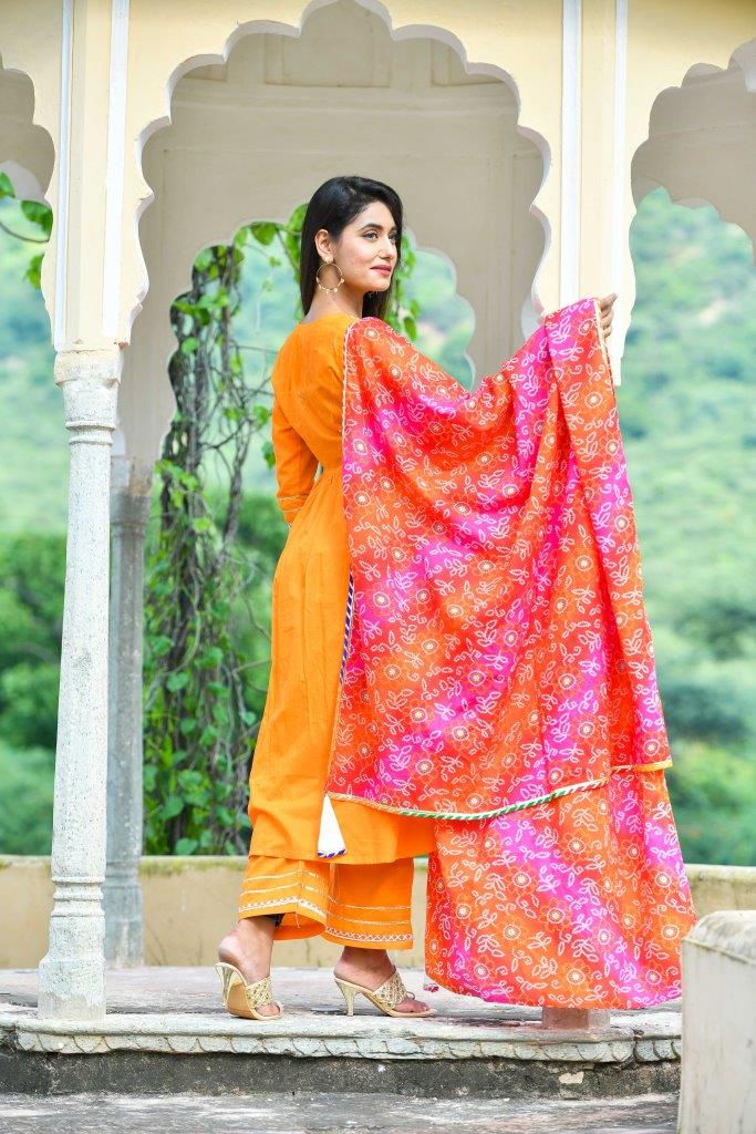Festival wear Gather with Gota work Kurta with Pant only