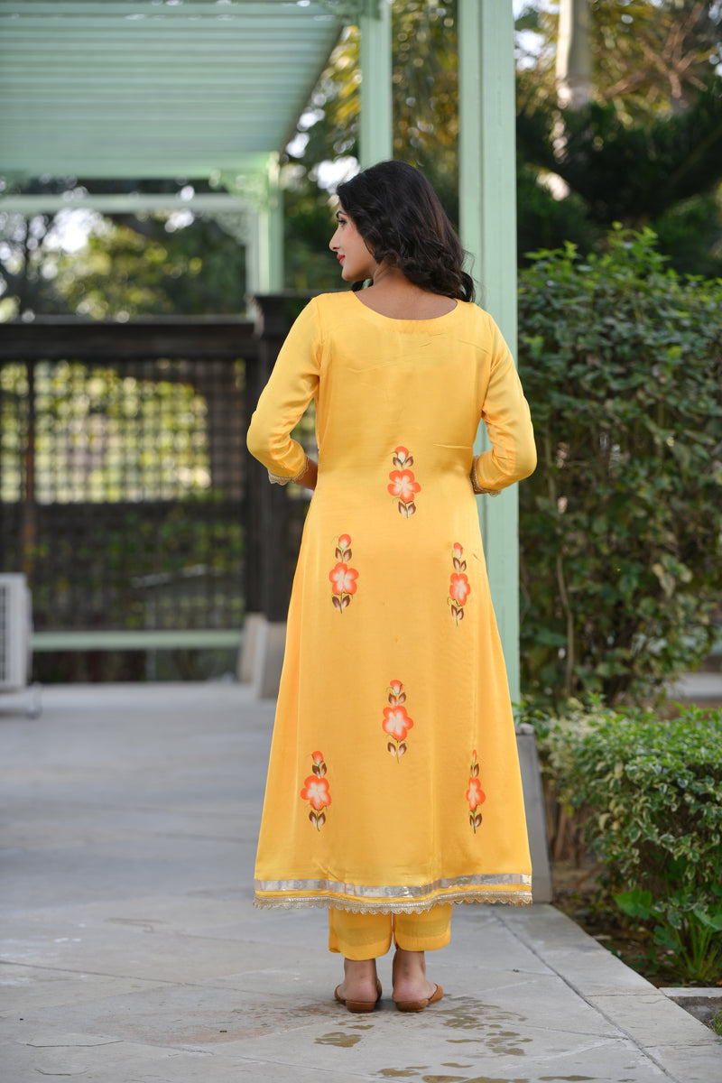 Morning Dawn Handpainted silk suit set