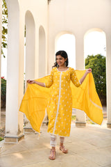 Mango Yellow Lace Silk Suit Set