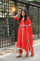Aadhavi Anarkali Gota Detail Silk Suit