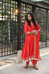 Aadhavi Anarkali Gota Detail Silk Suit