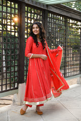 Aadhavi Anarkali Gota Detail Silk Suit