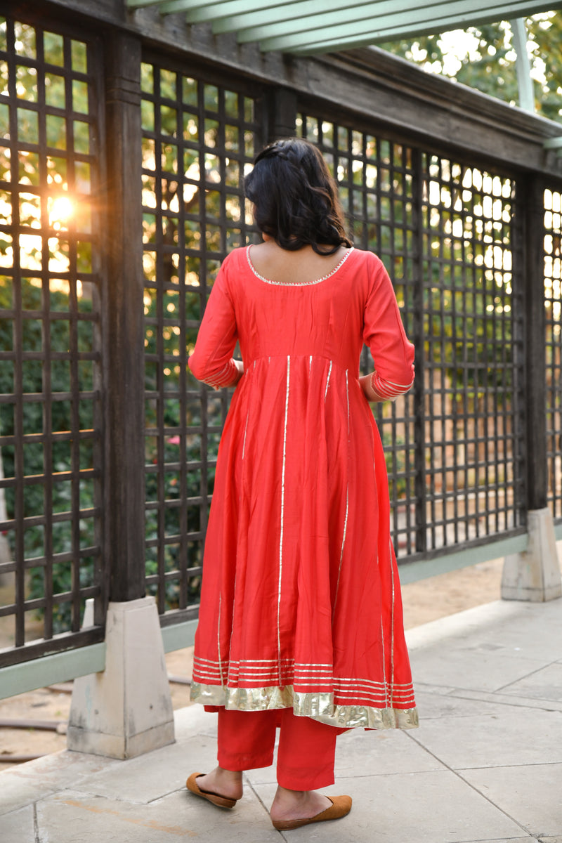 Aadhavi Anarkali Gota Detail Silk Suit