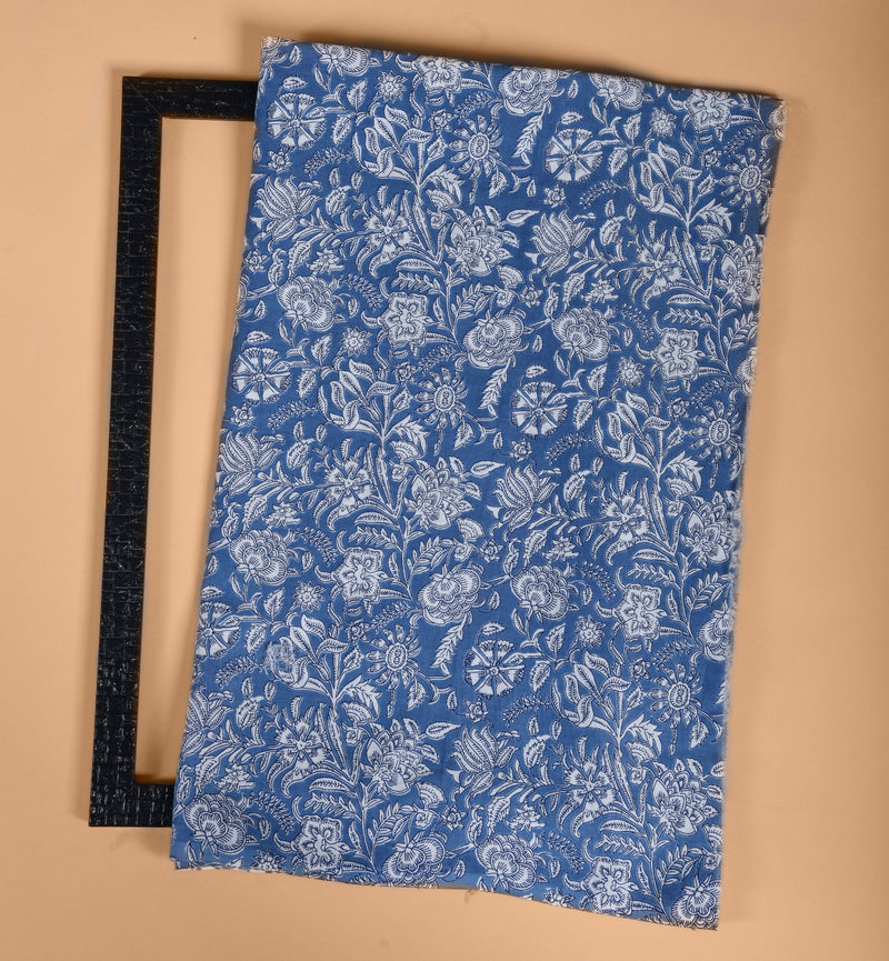 Azure Floral Fabric Cotton  (WIDTH 44 INCHES)