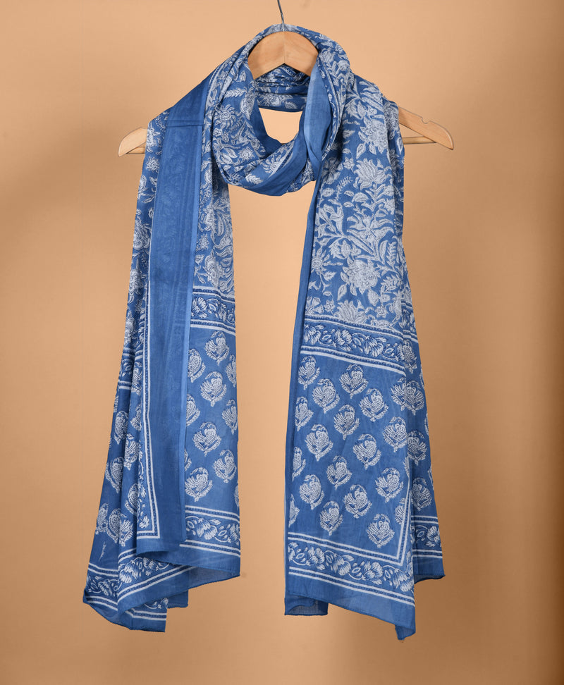 Azure Floral Cotton dupatta