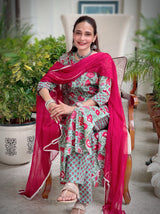 Green Regency Floral Chiffon Dupatta Suit Set
