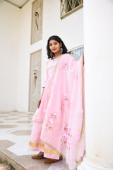 Baby Pink Gota Detail Silk Women Sharara Set