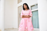Baby Pink Gota Detail Silk Women Sharara Set