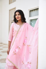 Baby Pink Gota Detail Silk Women Sharara Set