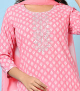 Beautiful Rose Pink handblock Print Kurta With Pant Only