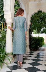 Cyan Dreams Chanderi Relaxed Fit Suit Set