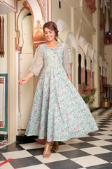 Atasi Long Sleeves Floral Cotton Dress