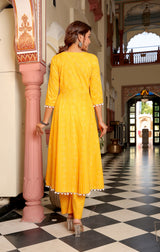 Sunshine Yellow Leheriya Cotton Suit Set