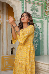 Yellow Magic Tier Long Gown Dress