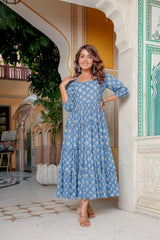 Sandhya Tiered Cotton Long Gown