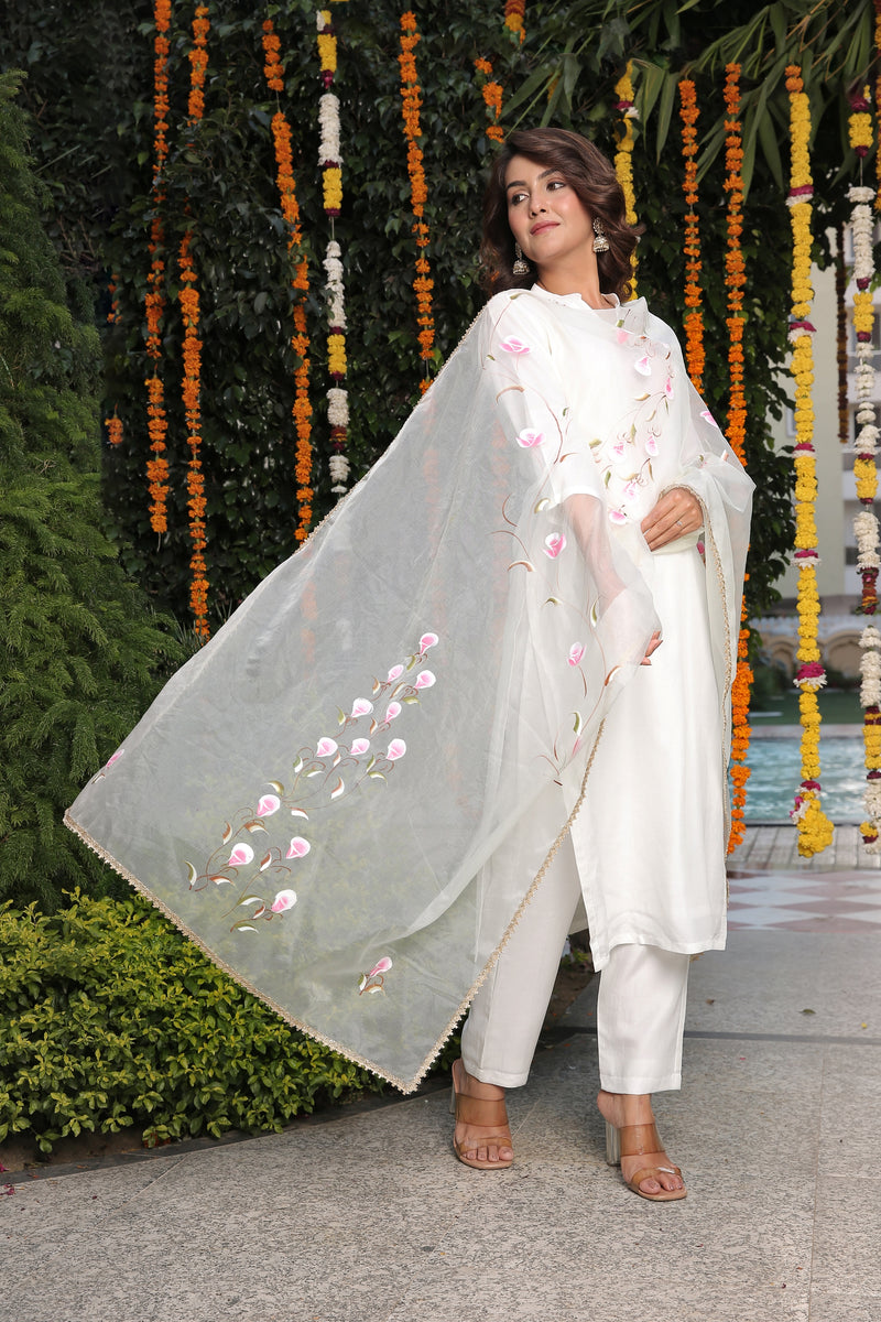 Ujjwala Hand Painted Pure Muslin Suit Set