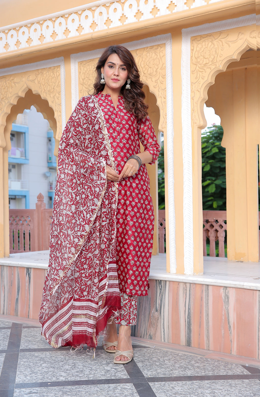 Red Chanderi Kurta Set in Jaipur at best price by Dimple Design Studio  (Head Office) - Justdial