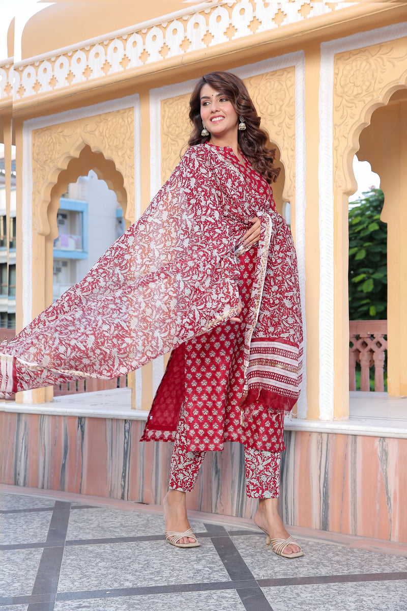Geetanjali Chanderi Handblock Suit Set