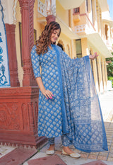 Classic Azure Floral Relaxed Fit Suit set