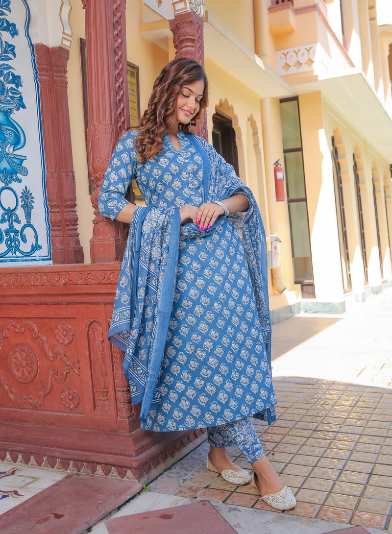 Classic Azure Floral Relaxed Fit Suit set