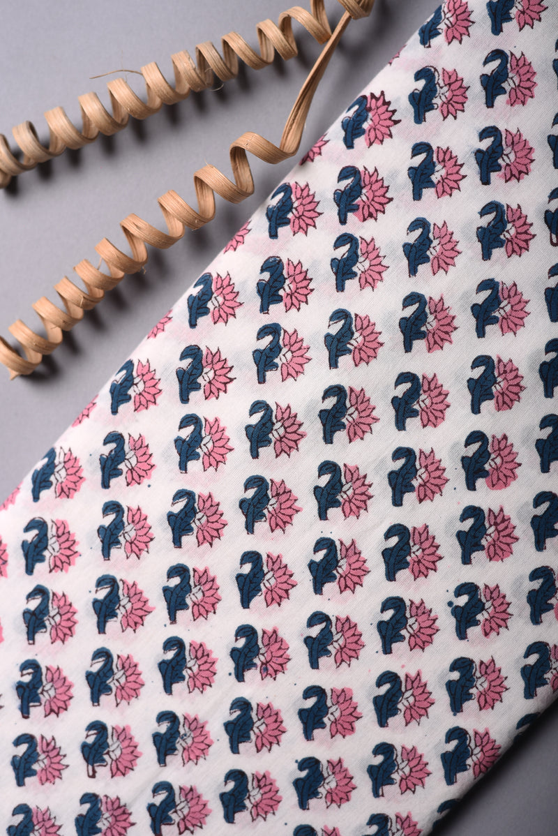 BEAUTIFUL GATHER FLORAL HANDBLOCK PRINT( MUL ) COTTON FABRIC (WIDTH 44 INCHES)
