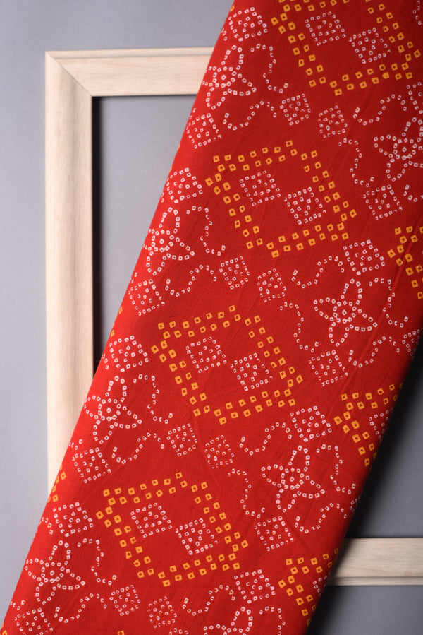 FESTIVAL FAVOURITE RED BANDHEJ FABRIC (WIDTH 44 INCHES)
