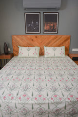 Ready To Rest Floral Pure Handblock King Size Bedsheet