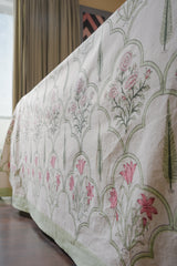 Ready To Rest Floral Pure Handblock King Size Bedsheet