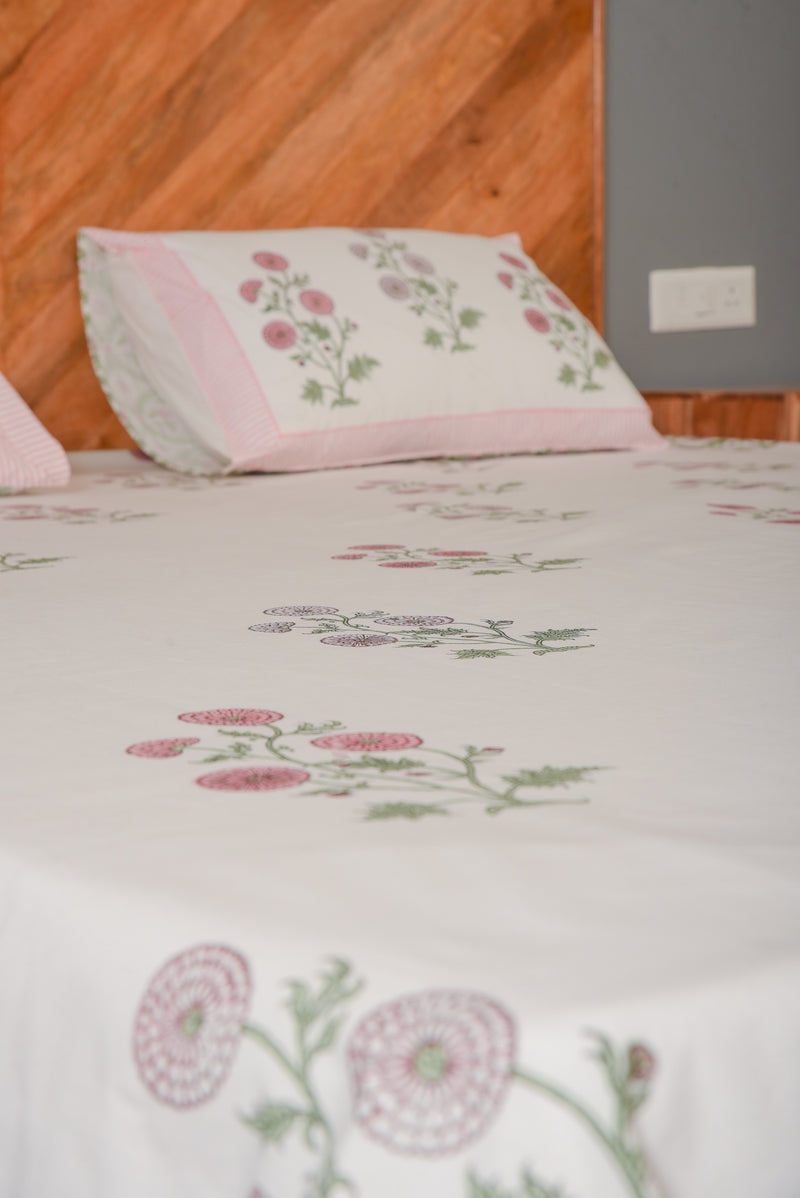 Treasured Soft Pure Handblock Cotton King Size Bedsheet