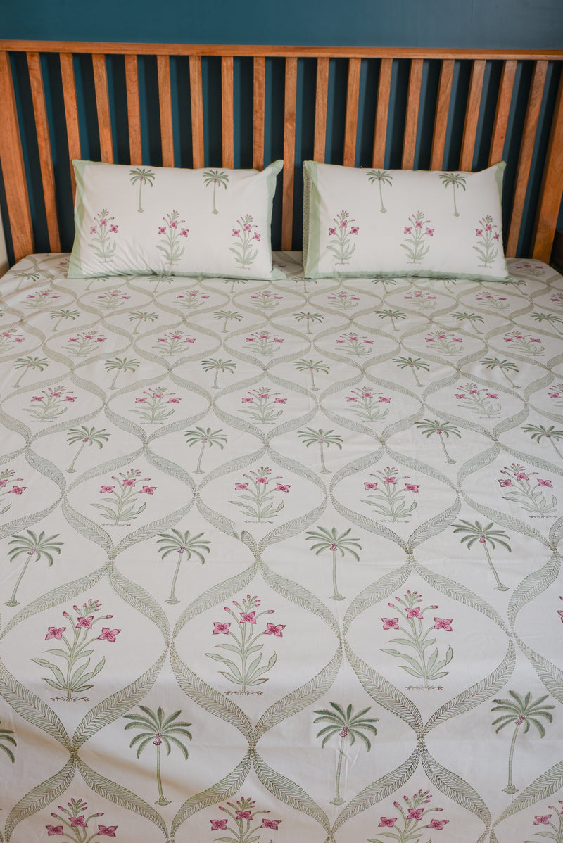 Sleep In Style Pure Handblock Cotton King Size Bedsheet