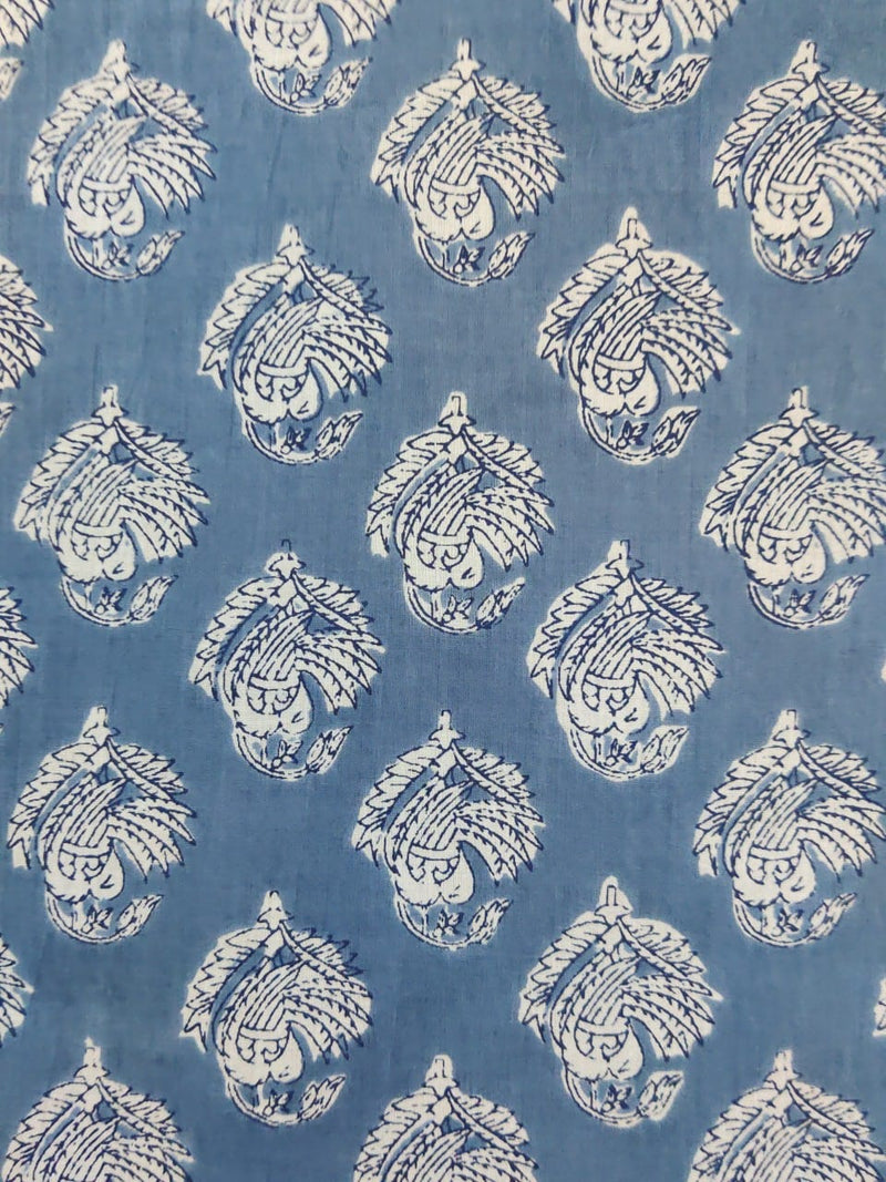 Classic Azure Floral Anarkali Cotton Suit set